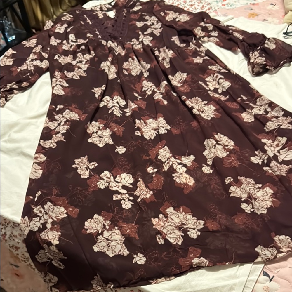 Floral Burgundy Dress